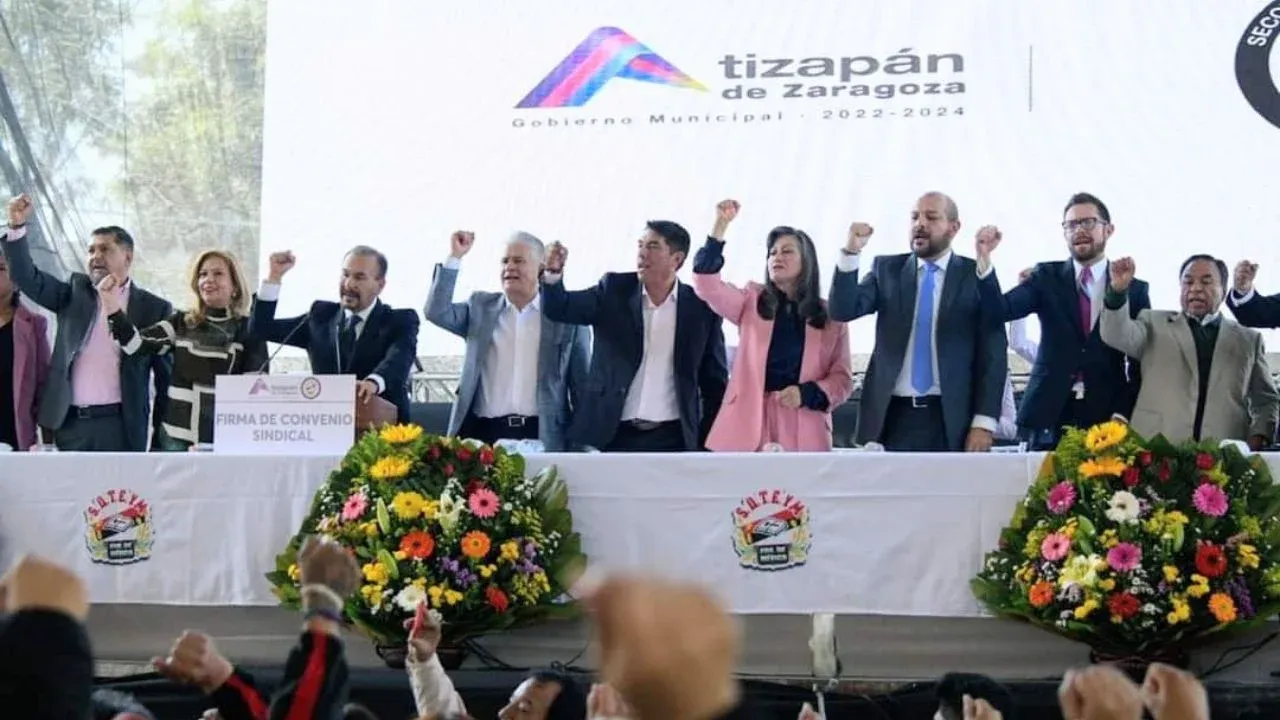 Firman gobierno de Atizapán de Zaragoza y SUTEyM convenio laboral y prestaciones colaterales 2024