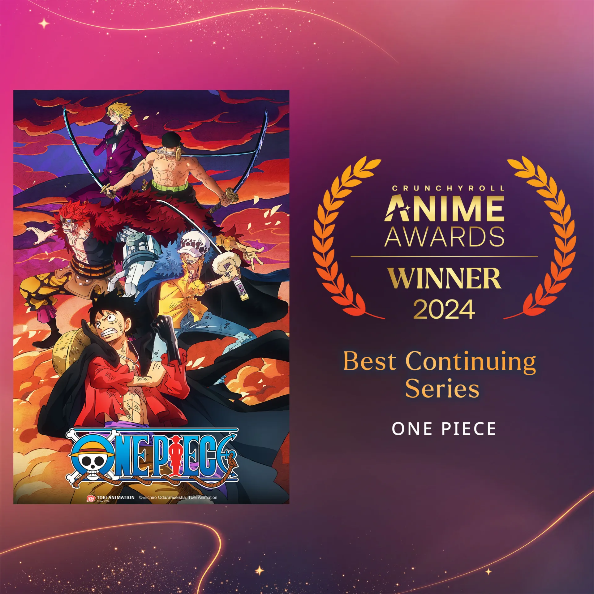 ¡¡ONE PIECE gana el premio a mejor serie continua en los Crunchyroll Anime Awards 2024!!