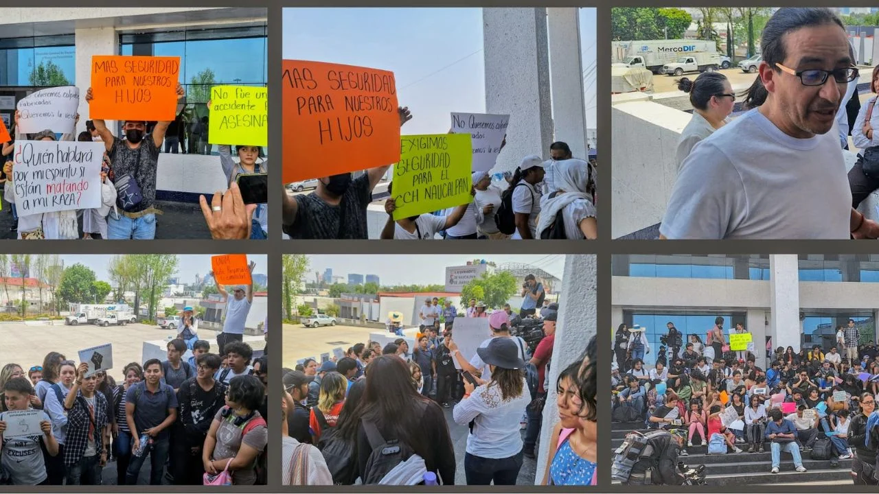 Padres de Familia de Estudiantes del CCH Naucalpan marchan para exigir seguridad