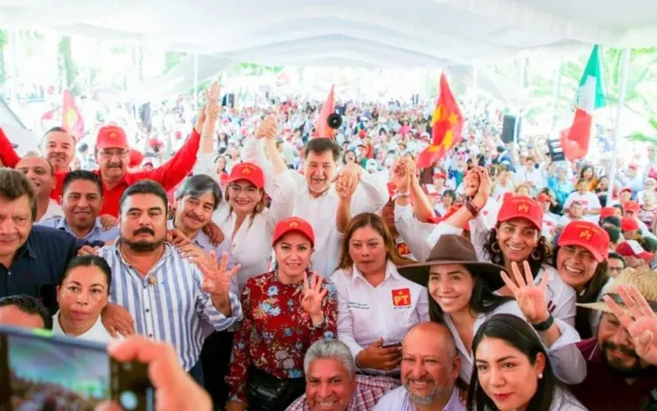 Con la presencia de Gerardo Fernández Noroña en Tlalnepantla el PT da su pleno respaldo a Raciel Pérez Cruz