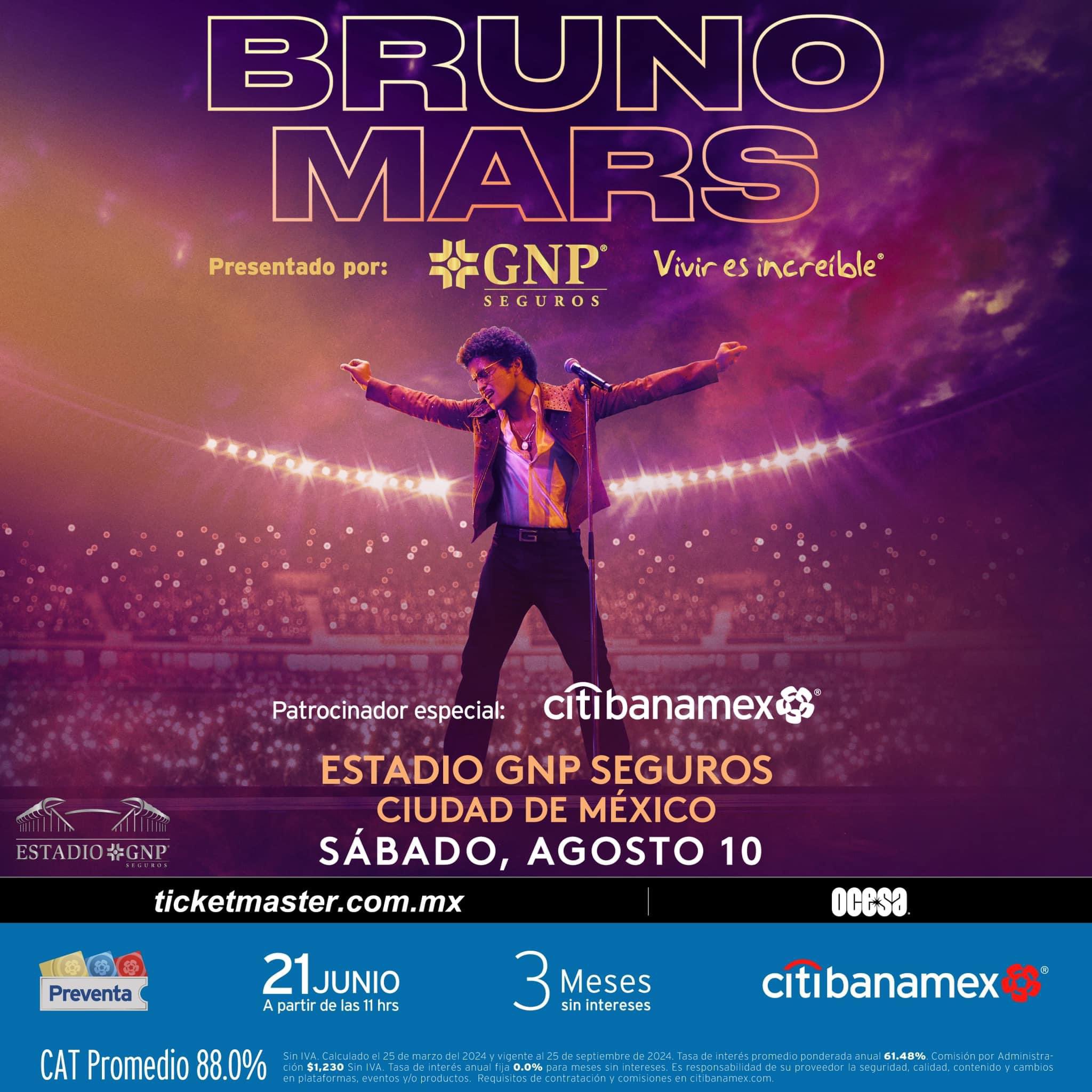 Bruno Mars vuelve a México con su gira mundial XXIV Karat Magic Tour