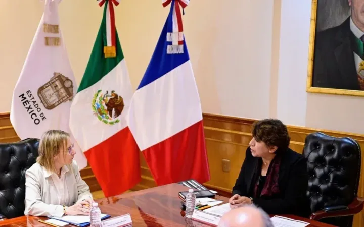 Recibe Gobernadora Delfina Gómez Álvarez a Embajadora de Francia en México; abordan proyectos de movilidad, inversiones y educación*