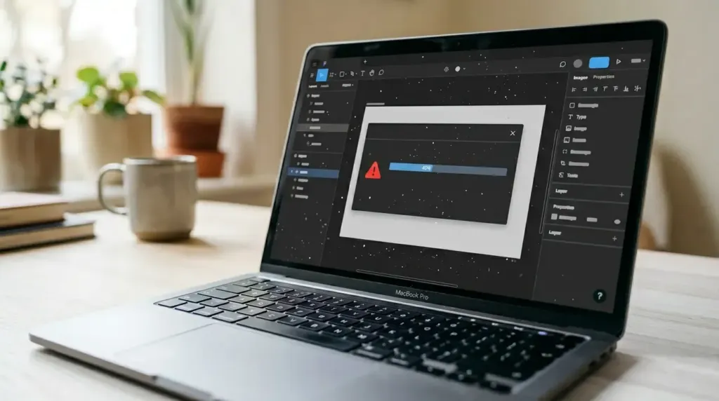 Pantalla de error en Canva no carga imágenes con barra de progreso detenida