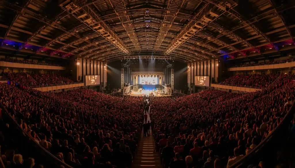 Recinto de conciertos en México lleno durante una presentación en vivo