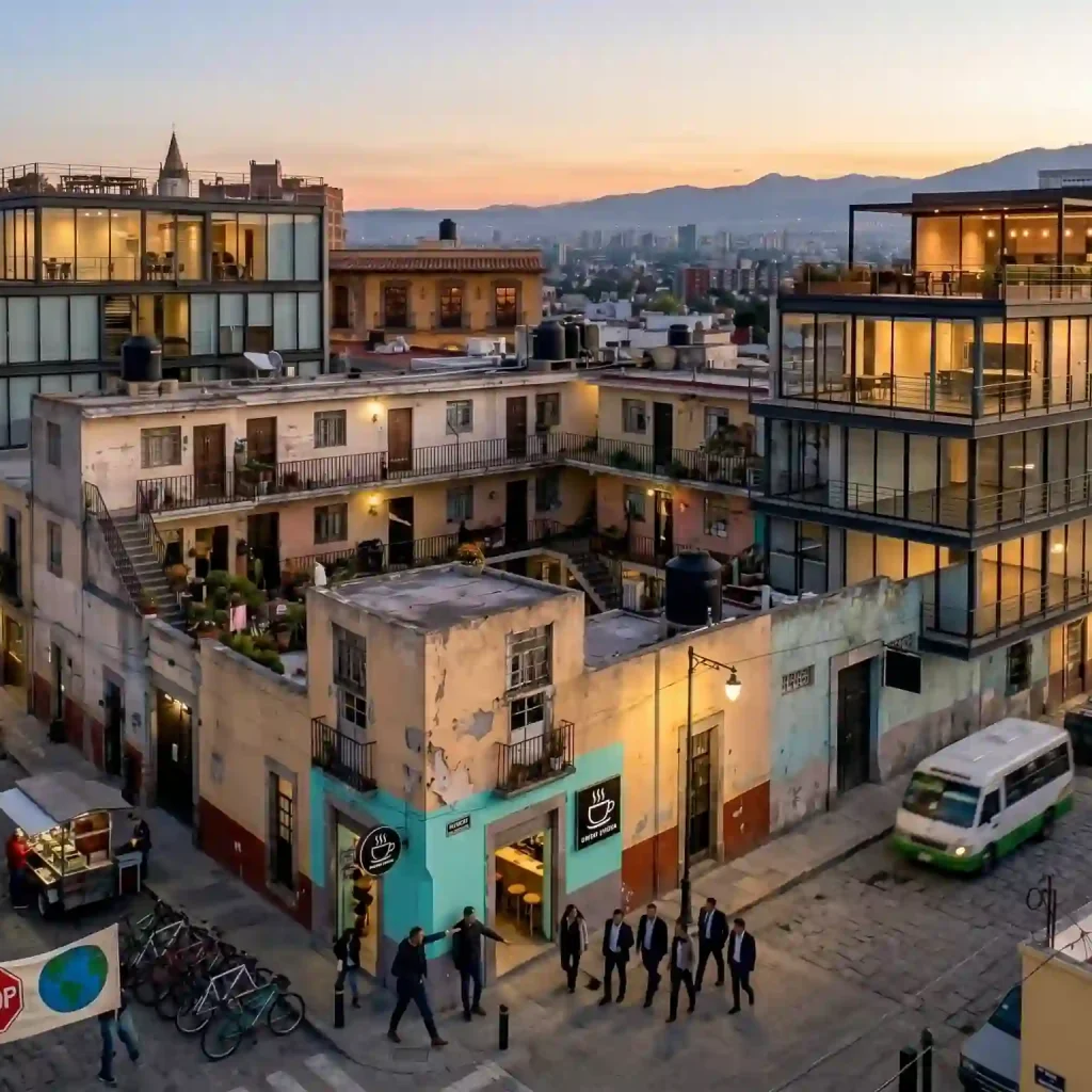 Habitantes caminan por una colonia de la Ciudad de México en medio del debate sobre gentrificación y Mundial 2026
