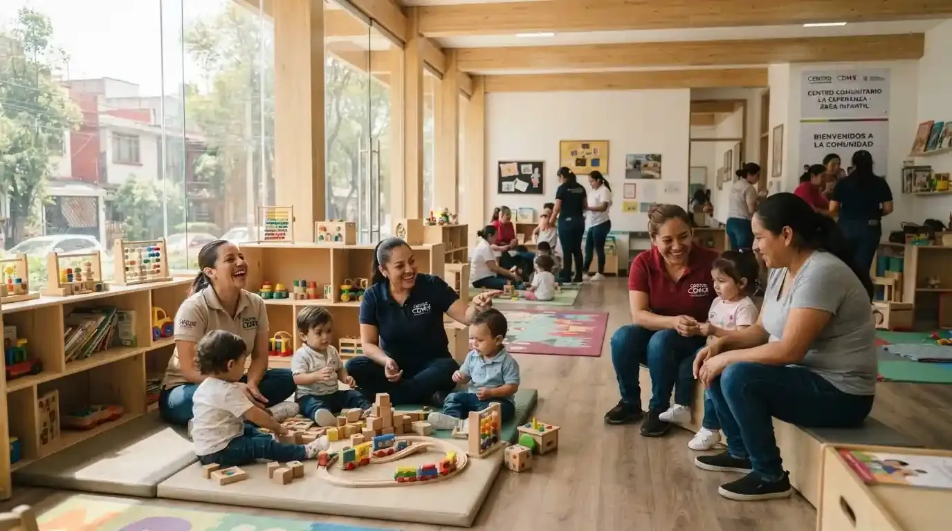 Instalaciones de un centro comunitario de desarrollo y atención infantil del Sistema de Cuidados en la Ciudad de México.
