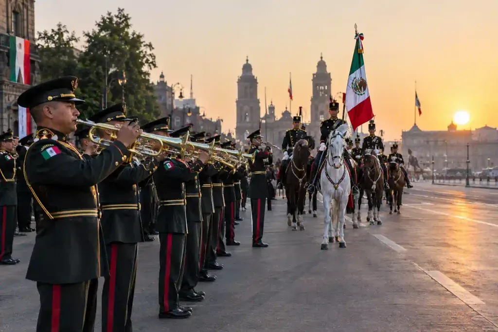 Ensayo de contingentes militares y escolta de bandera para el Desfile Cívico-Militar del 16 de septiembre.