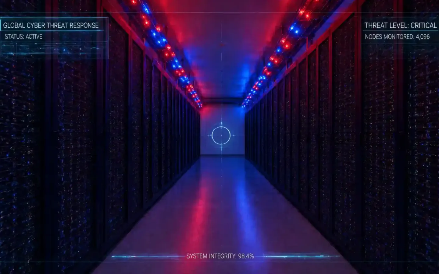 Servidores de centro de datos con alertas de seguridad encendidas por vulnerabilidad en PHP.