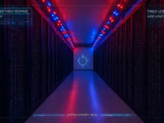Servidores de centro de datos con alertas de seguridad encendidas por vulnerabilidad en PHP.