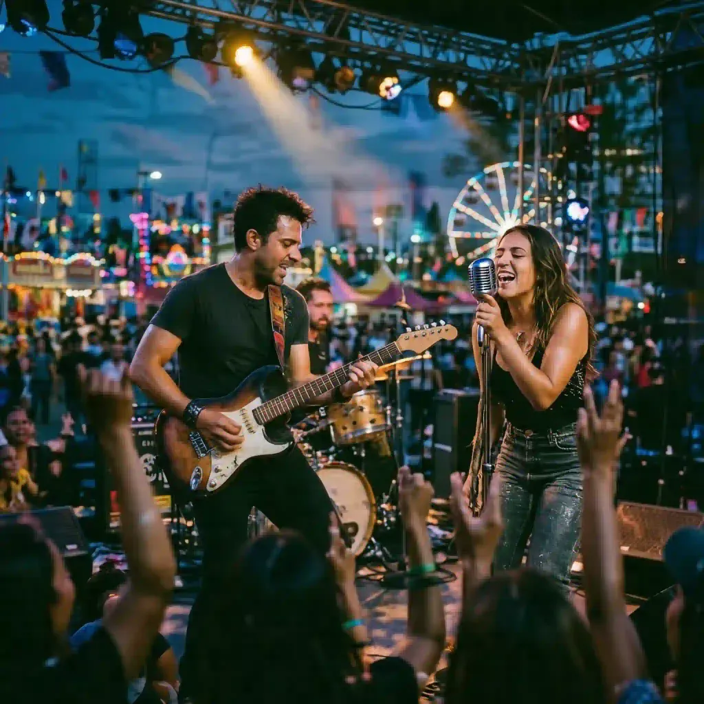 Espectáculo musical en vivo durante las Fiestas de Octubre en Guadalajara.