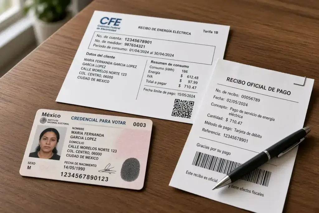 Documentos oficiales requeridos para el trámite de licencia de conducir en ventanilla.